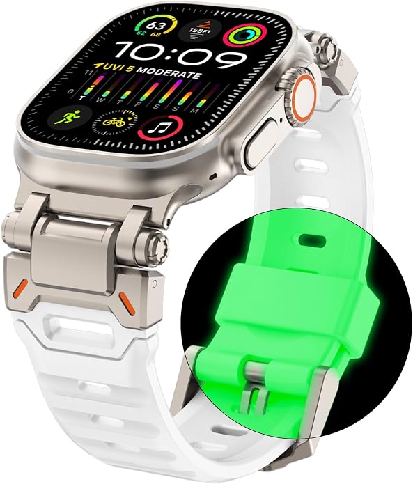 WINGLE FKM Rubber Bands for Apple Watch Band Ultra 3/2/1 Band Ultra 49mm Series 11 10 46mm 45mm 44mm 42mm SE 3/2/1 9 8 7 6 5 4 3 Men, Military Rugged Metal Connector Silicone Apple iWatch Sport Bands