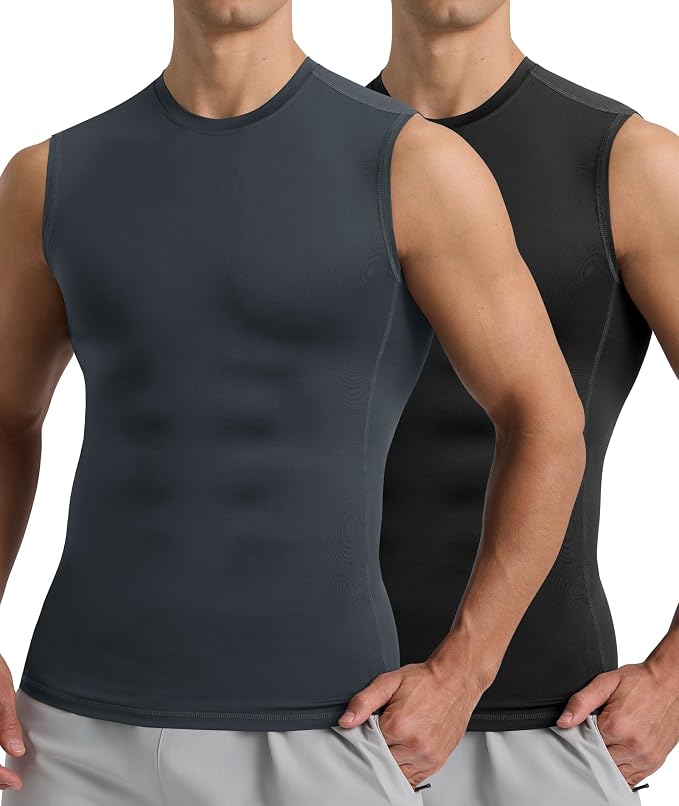 Compression Shirt Men - Sleeveless Tank Top Base Layer Gym Workout Running | 1 Pack Athletic Quick Dry Lightweight Soft Undershirts Uderwear Muscle Shirts for Exercise Cycling