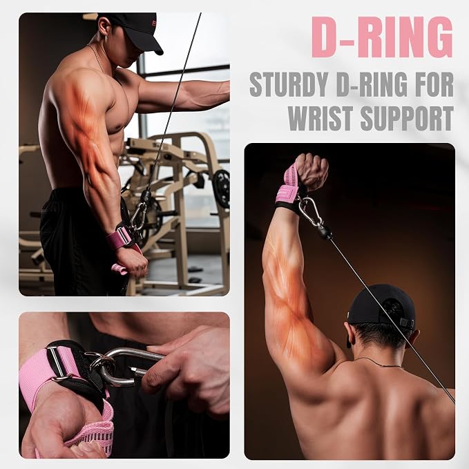 M MANUEKLEAR Wrist Straps for Weightlifting, Gym Lifting Straps with D Rings for Cable Machine,Weight Lifting Wrist Wraps for Men Women