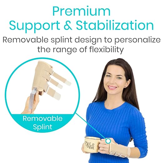 Vive Carpal Tunnel Wrist Brace with Splint for Left or Right Hand | Adjustable Night Wrist Support Splint Immobilizer for Men & Women - Cockup Brace for Arthritis, Tendonitis, Sprain, Injuries