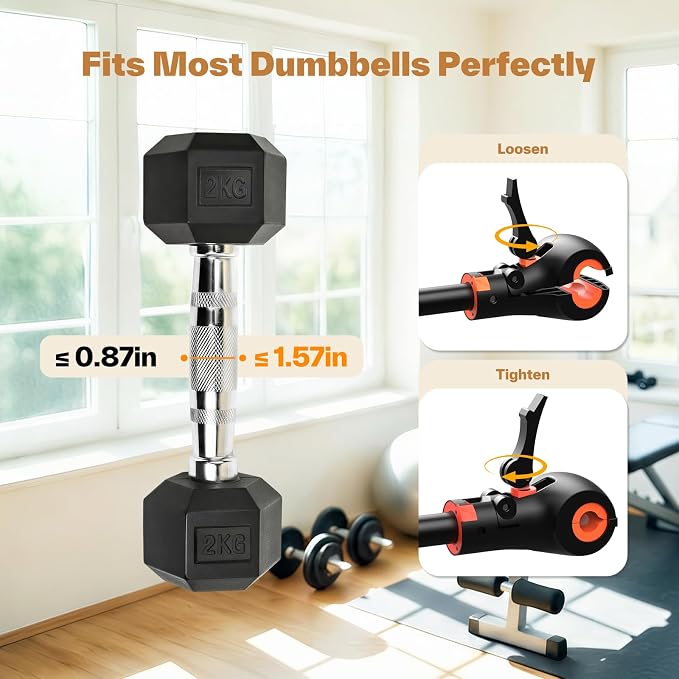 Sportneer Dumbbell to Barbell Converter Bar | Adjustable Fit, 200 lb Capacity, Secure Lock, Tool-Free Setup, 130cm Bar, Full-Body Training, Barbell Feel, Space Saving