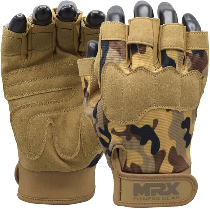 MRX Weightlifting Gloves for Men Workout Gloves Mens Wrist Support Lifting Gloves Male Gym Gloves | Workout Gym Accessories for Men Weight Lifting Fingerless Gym Exercise for Powerlifting