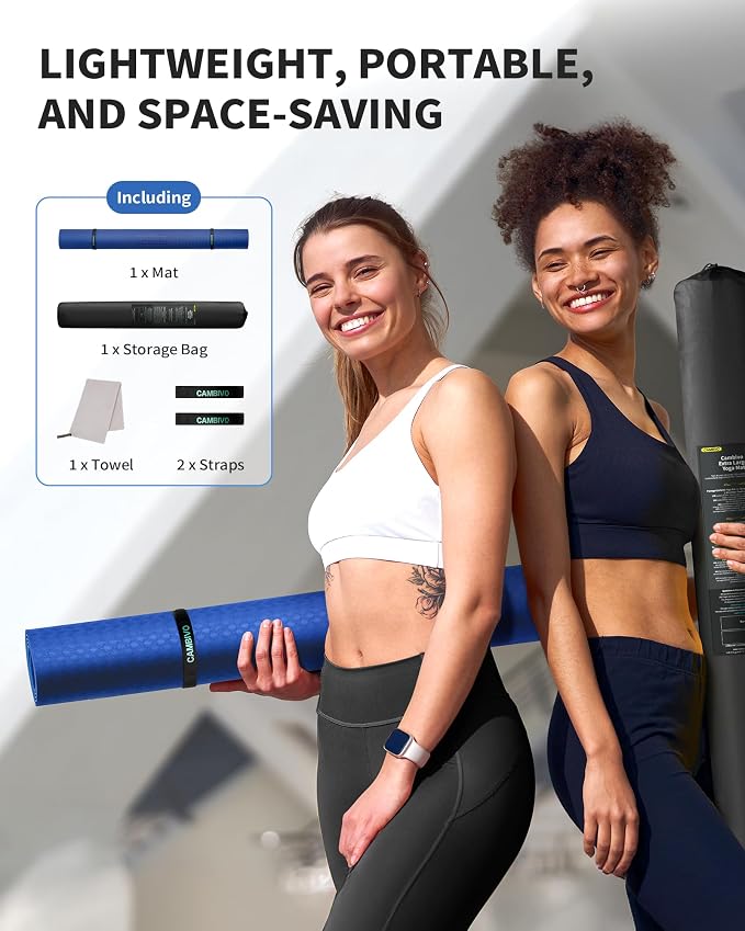 CAMBIVO 72''x48'' Large Yoga Mat, Extra Thick TPE Workout Mat | extra large exercise mat, non-slip TPE cushioning for joint relief, pilates stretching, apartment noise dampening