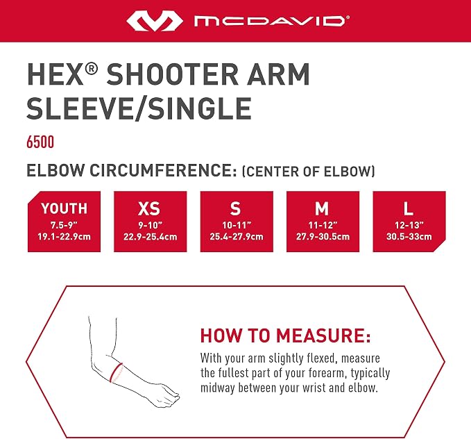 McDavid HEX Shooter Arm Sleeve Single Padded Compression Sleeve Basketball Football Sports Protection