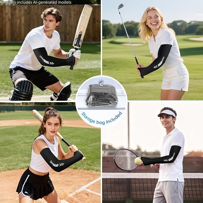 ComfiTECH Full Arm Wrist Ice Pack Wrap, Tennis Cold Sleeve, M, 2P | Flexible Extended Elbow Ice Sleeve for Pitchers, Golfers Players, Reusable Cold Brace for Muscle Comfort, Throwing Recovery