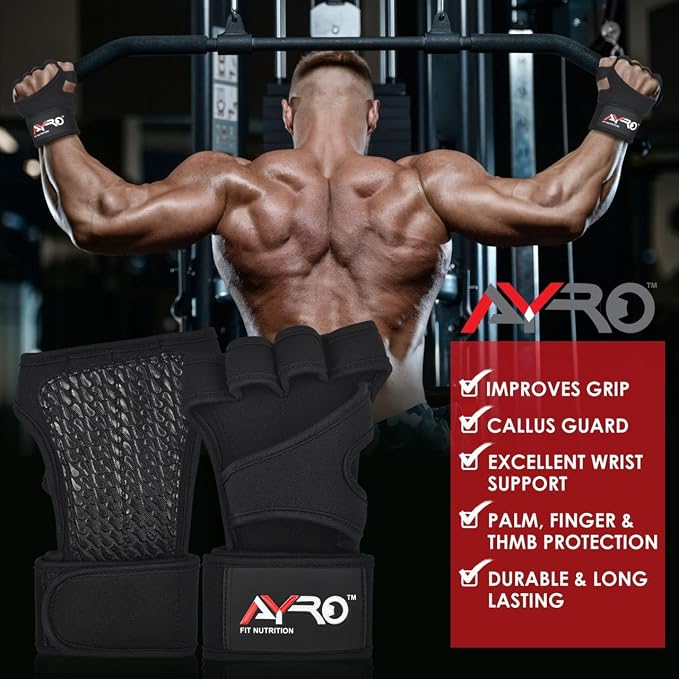 AYRO Workout Gloves for Men & Women, Gym Gloves for Men, Weight Lifting Gloves with 15" Wrist Wraps & Support, Breathable Palm Padding, Non-Slip Grip for Fitness, Cross Training & Bodybuilding