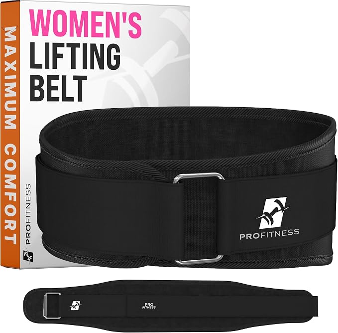 ProFitness Weight Lifting Belt for Women - 4'' Wide Comfortable Workout Belt for Women - Weight Belt for Women Squats & Deadlifts - Back Support Weight Lifting Belt Women & Men