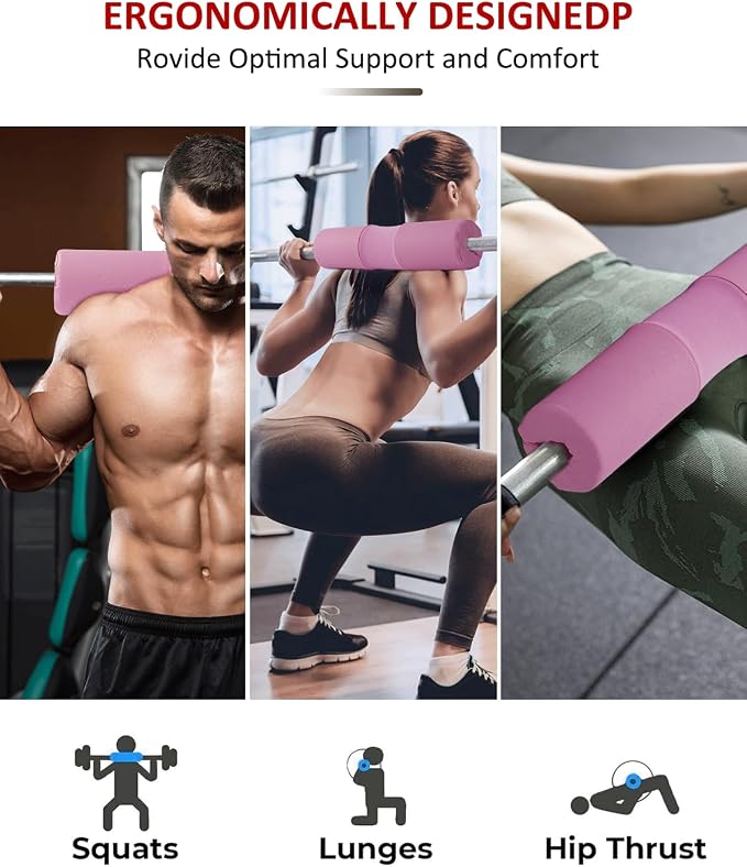 Barbell Squat Pad Set- Nylon Padding AntiSlip- Thick Foam Hip Thrusts Pads | Bench Press/Lunges/Bar Squats Padding Cushion -Standard Olympic Weight Bar Pad(Wrist Straps Weightlifting-Ankle Straps)