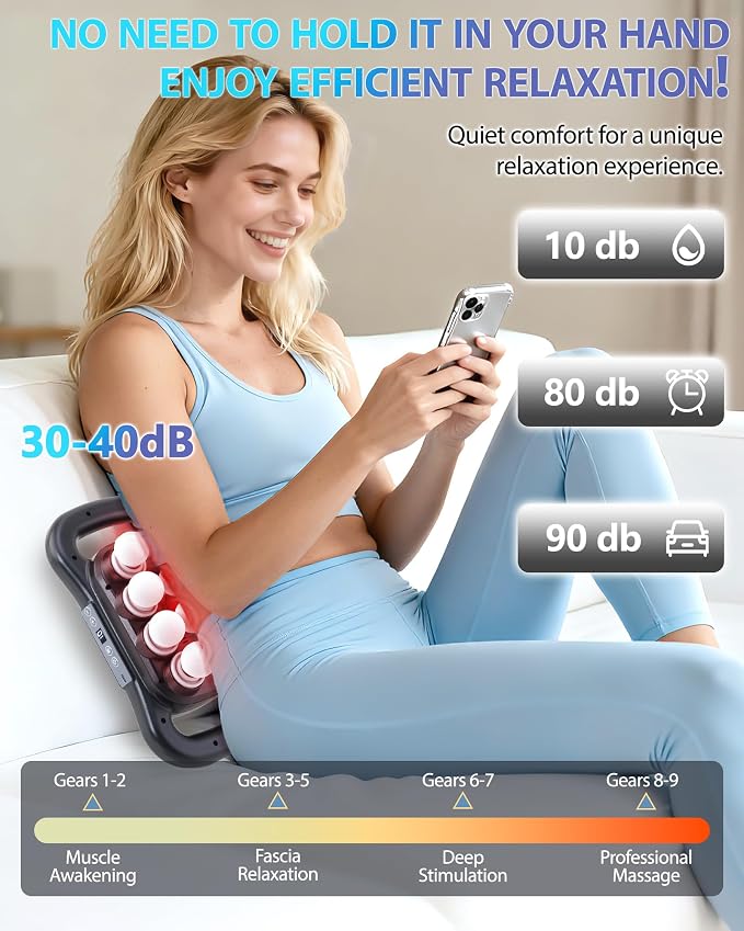 UFFAE 16-Head Massage Gun, Deep Tissue Percussion Massager with 9 Modes & 9 Intensities, 2600mAh Battery Back Massager for Pain Relief Deep Tissue for Muscle Pain Relief in Back, Legs, Shoulders