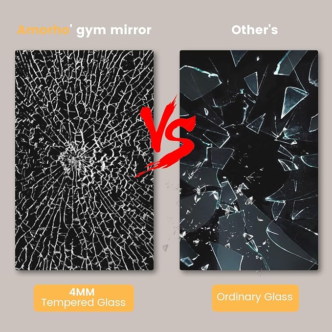 Amorho Gym Mirror 90''x48''(3pcs 48''x30'') | Tempered Glass, Frameless Full Body Mirror for Home, Yoga Studios, Dance Rooms, Garage Gyms.