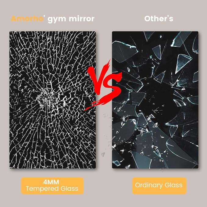 Amorho Gym Mirror, 72''x32''(Each)-2PCS | Tempered Glass, Frameless Full Body Mirror for Home, Yoga Studios, Dance Rooms, Garage Gyms.