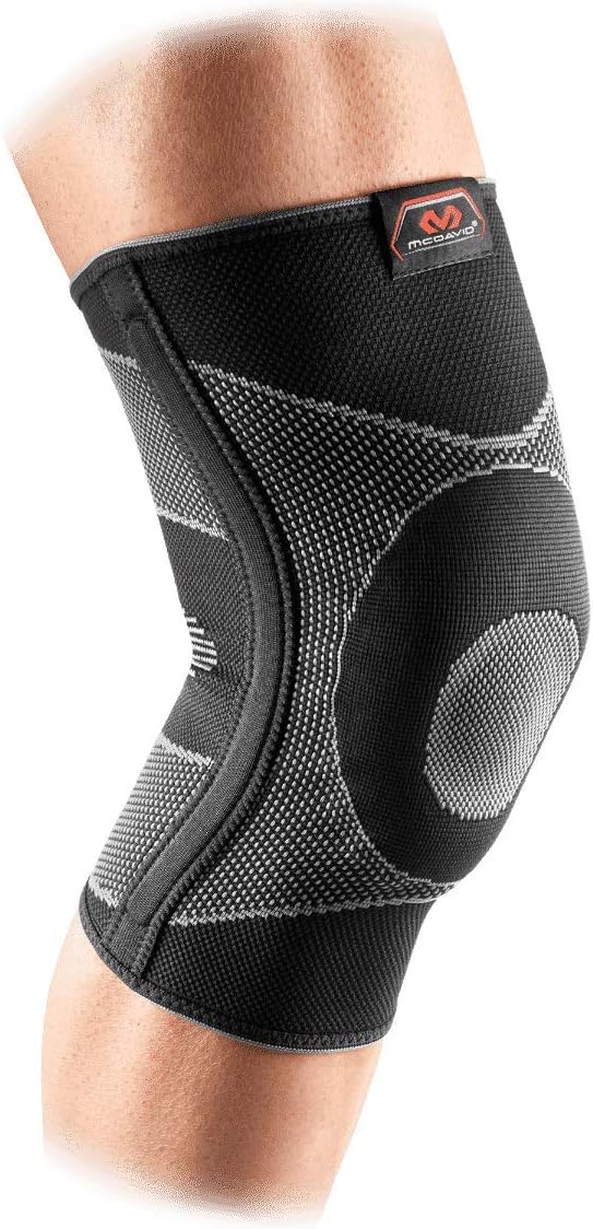 McDavid Elastic Compression Knee Sleeve with Gel Pad. 4-Way Elastic Brace with Strays. For Stability, Recovery, Injury, Walking, Running Pain. Left and Right Leg. Patella Support.