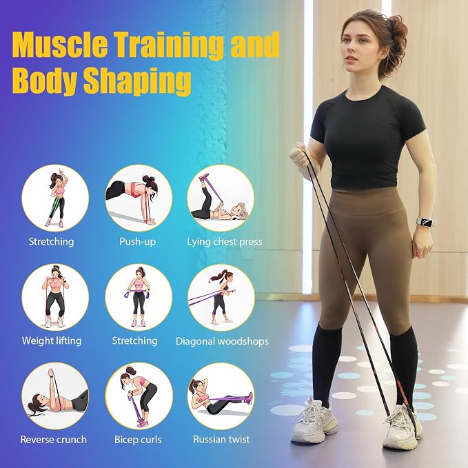 Resistance Band – Natural Rubber, Non-Allergenic & Durable,Portable for Home, Gym & Outdoor Workouts Fitness Exercise and Rehabilitation (Green,50-125 LBS)