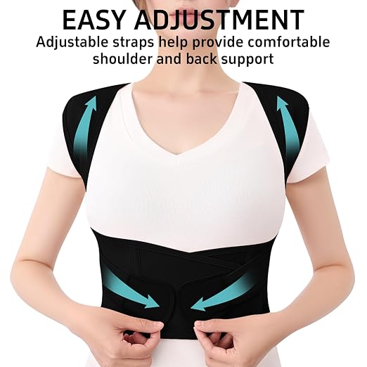 Posture Corrector for Women and Men Plus Size Full Back Support Brace Straightener Scoliosis Spine Upper Back Pain Relief Adjustable Shoulder Instant Posture Corrector with Hunchback (Black, XXX-Large)