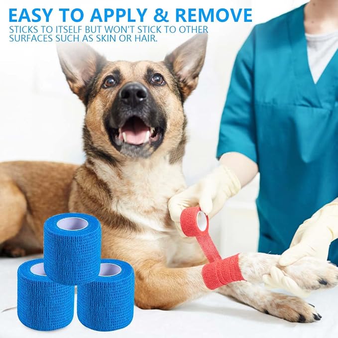 KISEER 15 Pack 2 Inch x 5 Yards Blue Self Adhesive Bandage Breathable Cohesive Bandage Wrap Rolls Elastic Self-Adherent Tape for Stretch Athletic, Sports, Wrist, Ankle