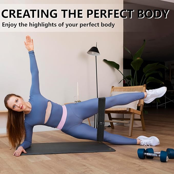 Exercise Bands, 3 Levels Fabric Resistance Bands for Working Out, Workout Bands Resistance for Women & Men, Multi-Colored Fabric Booty Bands for Leg Strength Training, Rehab, Yoga