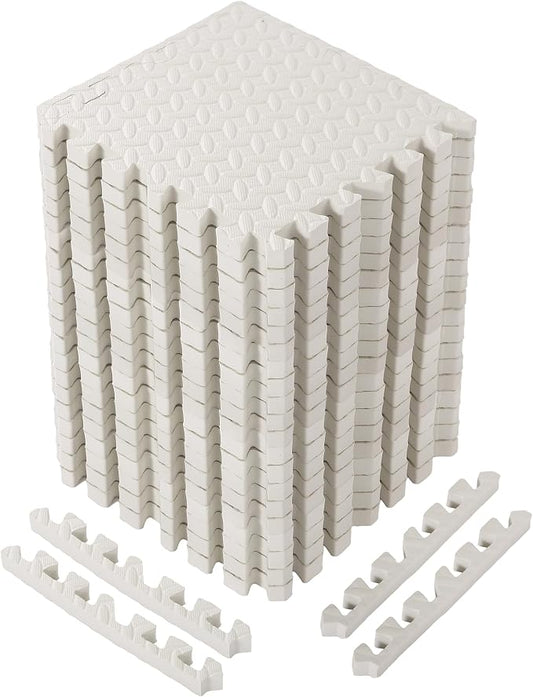 Arrowbash 12x12x1 Inch EVA Thick Interlocking Foam Floor Tiles Puzzle Exercise Mat Foam Mats for Home Gym Pets(White,20)