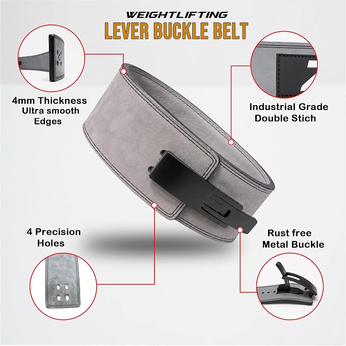 ZORQ Lever Belt Weight Lifting Belt - 10mm Thick 4 Inch Wide Genuine Leather Powerlifting Belt for Men & Women - Professional Gym Belt for Squats, Deadlifts, Bodybuilding & Strength Training