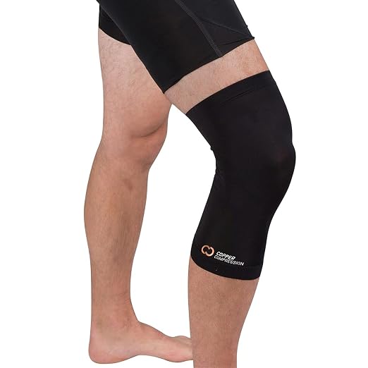 Copper Compression Knee Sleeve - Copper Infused Knee Stabilizer Support Brace for Meniscus Tear, ACL, MCL, Arthritis, Joint Pain Relief, Running, Sports, Hiking - Men & Women - Fits Right/Left - L