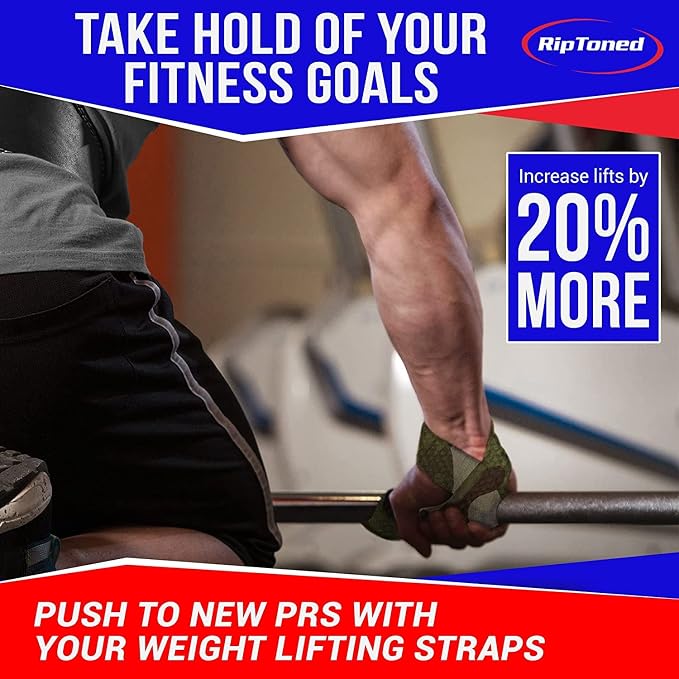 Rip Toned Lasso Lifting Straps for Weightlifting, 23¼" Padded | 1 Pair, cotton, non-latex neoprene. No break-in. Quick release. Deadlifts, rows, shrugs, pull-ups. Machine washable.