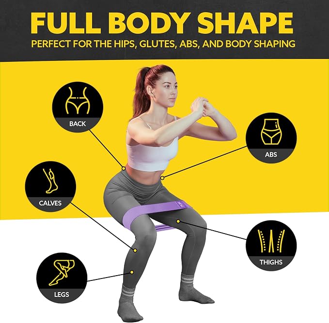 Fabric Resistance Bands for Working Out, 3-Pack for Legs and Glutes | Booty bands for women and men, non-slip grip, 3 resistance levels, for squats, lunges, hip thigh training, glute activation