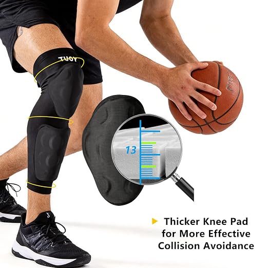 Padded Knee & Shin Guards, Compression Adult Proslide Leg Sleeve Pads, Sliding Anti-Slip Breathable Foam Padding Knee Brace for Football & Multi-Sport (1 Pair)