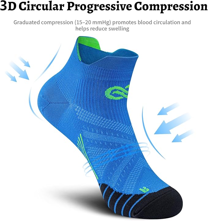 Compression Socks for Men Women Ankle Running Socks for Plantar Fasciitis | Low Cut Athletic Ankle Socks with Ankle & Arch Support for Running, Cycling, Golf, Work, Plantar Fasciitis Relief