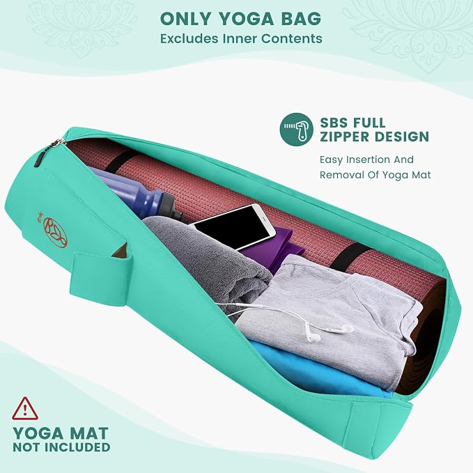 Gonex Yoga Mat Bag, Full-Zip Mat Carrier | 600D Oxford Fabric, Wet Pocket, Front Zip Pocket, Adjustable Strap, Fits Mats up to 26"
