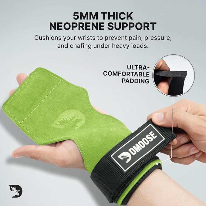 DMoose Fitness Weight Lifting Hooks (Pair) for Deadlifts, Pull Ups, Rows & Shrugs - Anti-Rip Nylon Strap Hand Grips with Thick Wrist Padding - Heavy Duty Wrist Straps for Weightlifting & Gym Workouts