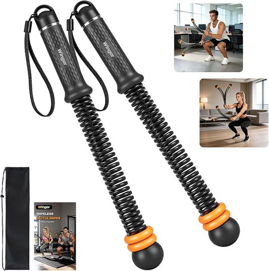 Cordless Battle Ropes, Adjustable Ropeless Battle Ropes for Home Gym | Portable Arm Fitness Equipment for Strength Training & Cardio, No Anchor Needed with Training Poster