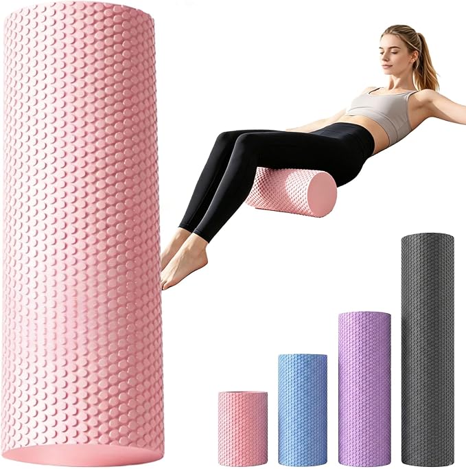 EVA Soft Dot Foam Roller for Exercise, Soft Density Foam Roller for Beginners, Textured Deep Tissue Massager for Yoga, Pilates, Back Muscle Massage & Balance Training，1Pc-M-Pink