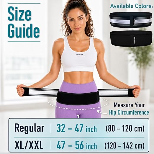 PlayActive Sacroiliac SI Joint Hip Belt - Lower Back Support Brace for Men and Women - Pelvic Support Belt - Trochanter Belt - Sciatica Pelvis Lumbar Hip Pain Relief (Regular)