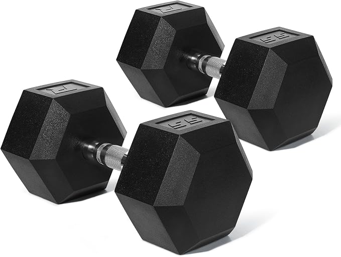 RitFit 5-650 LBS PVC Hex Dumbbell Sets with Optional Rack for Home Gym | PVC Coated Anti-Roll Hex Design, Chrome Handle with Ergonomic Grip, Full Body Strength Training with Optional Rack