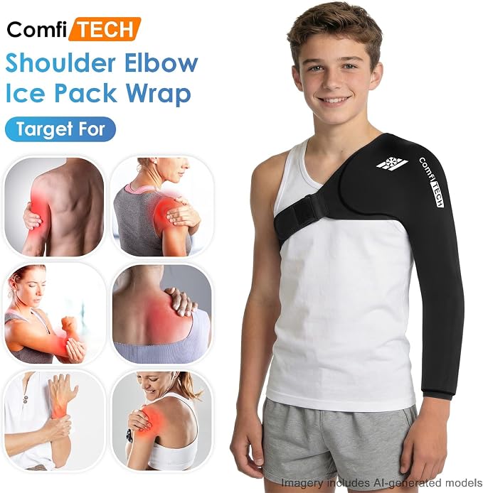 ComfiTECH Reusable Shoulder Arm Ice Pack Wrap for Pitcher & Recovery, S | Flexible Gel Ice Pack for Shoulder & Elbow & Arm Cooling, Adjustable Arm Cold Sleeve for Throwing Athletes & Muscle Comfort
