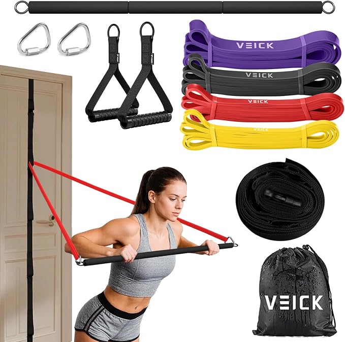 VEICK Pull Up Assist Resistance Bands for Home Gym | 100% Natural Latex, Non Slip Leather Texture, Space Saving, Versatile for Full Body Training, Home Gym