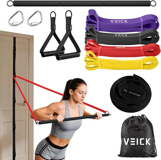 VEICK Pull Up Assist Resistance Bands for Home Gym | 100% Natural Latex, Non Slip Leather Texture, Space Saving, Versatile for Full Body Training, Home Gym