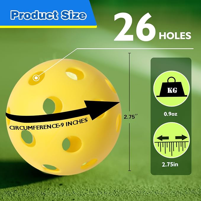 GSE Plastic Practice Baseballs, Hollow Airflow Softballs Training | 26-Holes Lightweight Balls, for Pitching, Batting, Catching for All Skill Levels, for Indoor & Outdoor Games, 2.75", 0.9 oz
