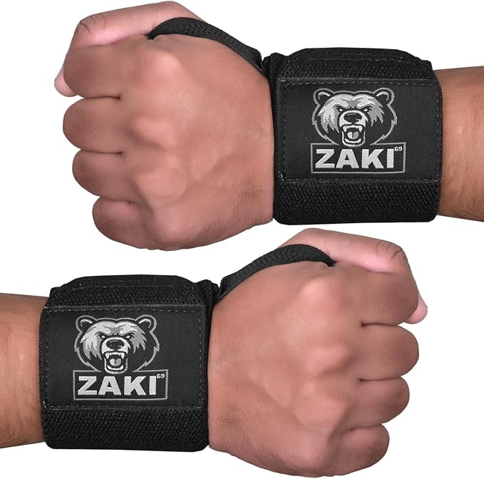 18 Inch Weightlifting Wrist Wraps with Thumb Loop, Adjustable Wrist Support Straps for Gym, Powerlifting, Bench Press, Strength Training, Black Pair