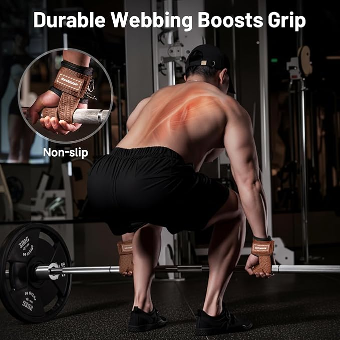 M MANUEKLEAR Wrist Straps for Weightlifting, Gym Lifting Straps with D Rings for Cable Machine,Weight Lifting Wrist Wraps for Men Women