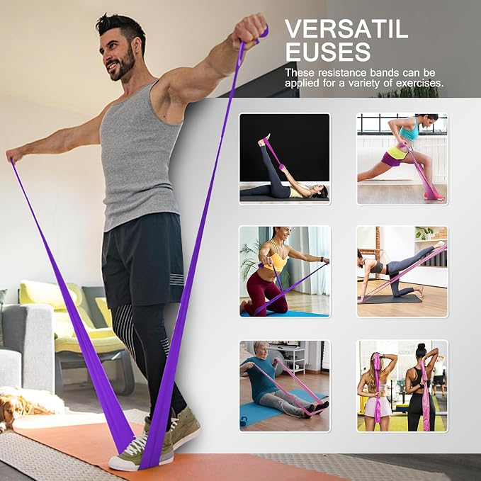 5-Piece Resistance Bands Set, 5.9 ft, Latex-Free for Exercise and Therapy | Elastic Bands for Stretching, Physical Therapy, Yoga, Pilates and Home Workouts, Suitable for Women and Men