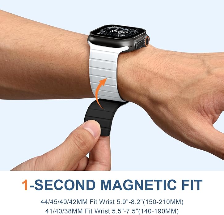 SNBLK Magnetic Band Compatible with Apple Watch Bands for Men 44mm 45mm 46mm 49mm 42mm 41mm 40mm 38mm Women, Secure Silicone Sport Loop Magnet Strap for iWatch Ultra 3 2 1 SE Series 11 10 9 8 7 6 5 4