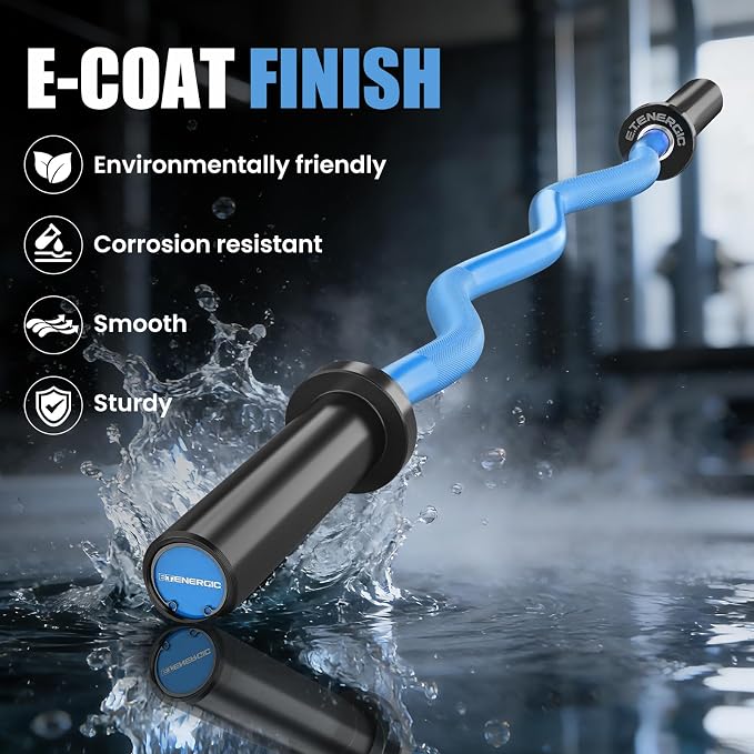 47” Solid Steel Olympic Curl Bars, 500LB | EZ and Super EZ curl bars with knurled grips, rotating sleeves, solid steel build, and 2-inch Olympic plate compatibility