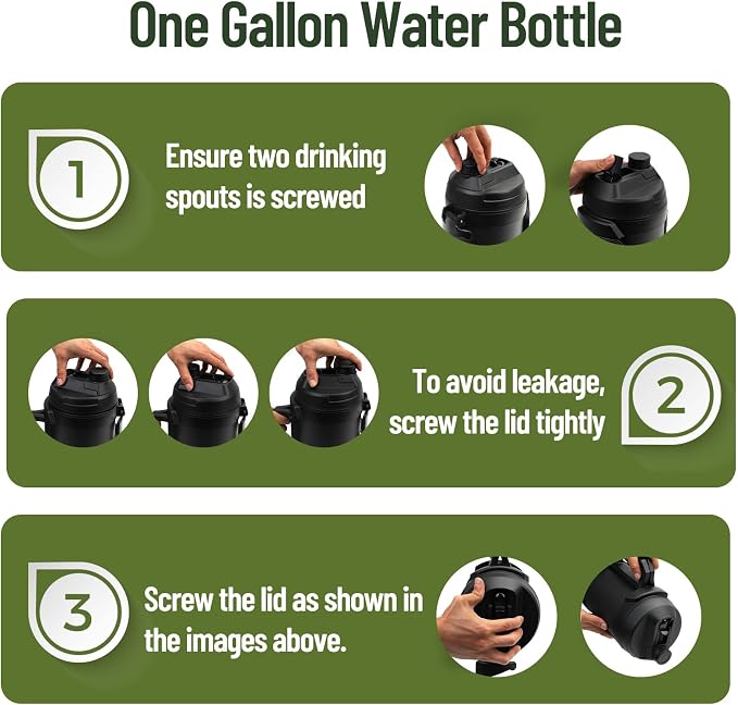 Hydraful 1 Gallon Water Jug, 128 oz Large Insulated Stainless Steel Sports Water Jug, Large Triple Wall Vacuum Insulation Water Bottle-Keeps Cold up to 48 Hrs-Sweat Proof, for Gym, Hiking & Camping