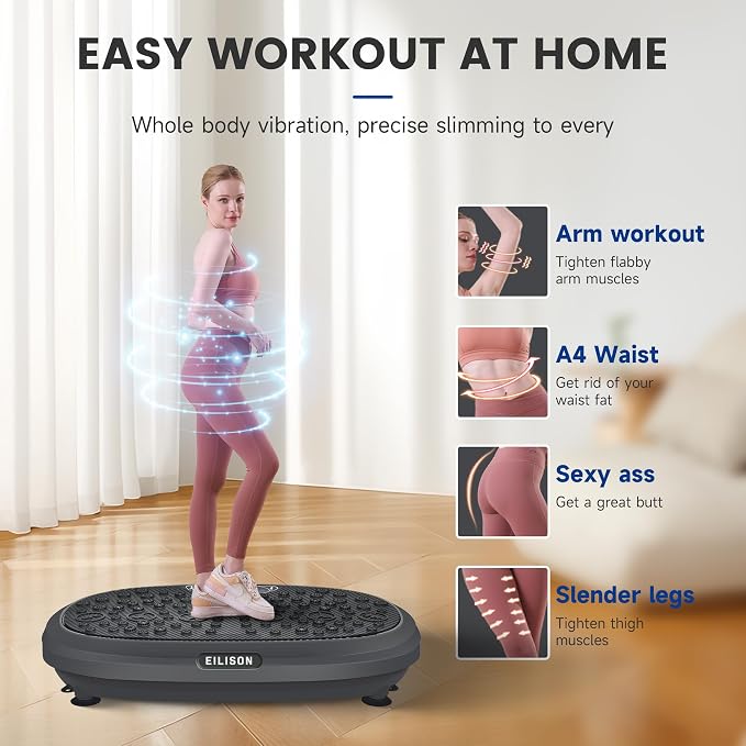 FitMaxx 3D XL Vibration Plate Exercise Machine - Whole Body Workout Vibration Platform w/Loop Bands - Lymphatic Drainage Machine for Weight Loss, Shaping, Recovery