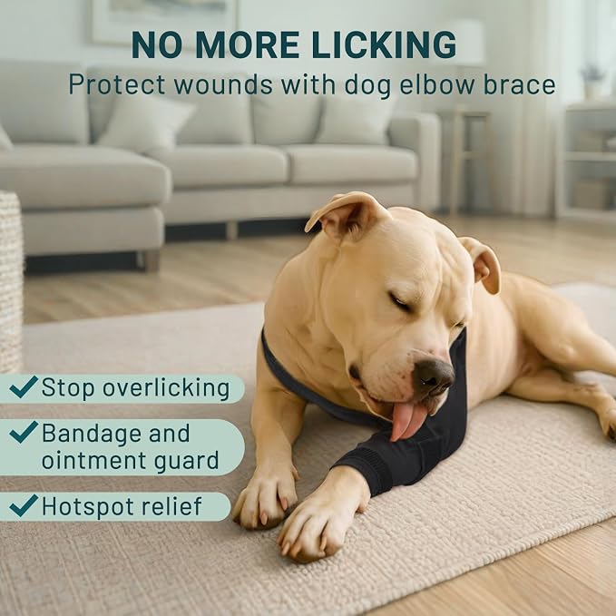 Dog Elbow Protector Brace, Dog Leg Sleeves Anti-Licking for Arthritis, Hygroma, Pressure Sores, and Calluses, Dogs Elbows Pads & Shoulder Brace for Elbow Dysplasia and Injury Recovery, Left XXL