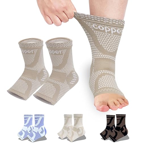 LISEPWU Copper Ankle Brace for Men & Women, Ankle Compression Sleeve 1 Pair | Infused Copper Ankle Support Sleeve for Foot Pain, Sprained Ankle, Achilles Tendonitis, Plantar Fasciitis,Daily Protection XL