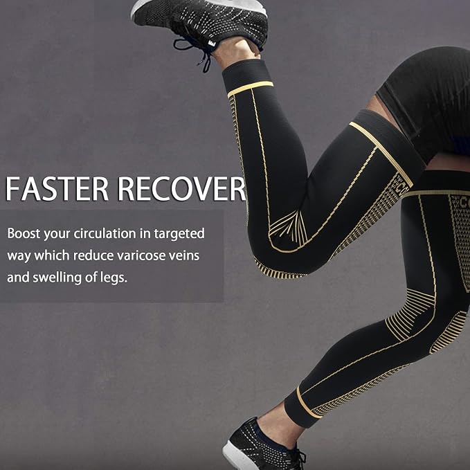 SKDK Full Leg Sleeves Long Compression Leg Sleeve Knee Sleeves Protect Leg, for Man Women Basketball, Arthritis Cycling Sport