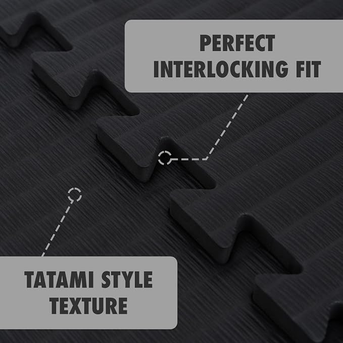 Gold BJJ Home Jiu Jitsu Mats - Extra Thick 1.5" Interlocking Puzzle Mats for Grappling, Wrestling, MMA & Judo Training Room Flooring