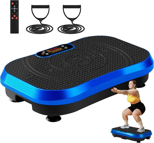 SoftGym Vibration Plate Exercise Machine for Lymphatic Drainage & Fitness | Quiet Heavy Duty 450lbs Capacity Platform, 120 Speeds Shake Machine with Resistance Bands for Home Muscle Activation