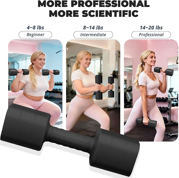 Ragebby Adjustable Dumbbell Set of 2, Weights for Men and Women at Home | Anti-slip Handle, Weights Dumbbells Set, 2lb/3lb/5lb/10lb/15lb/20lb for Pilates, Yoga, Strength Training